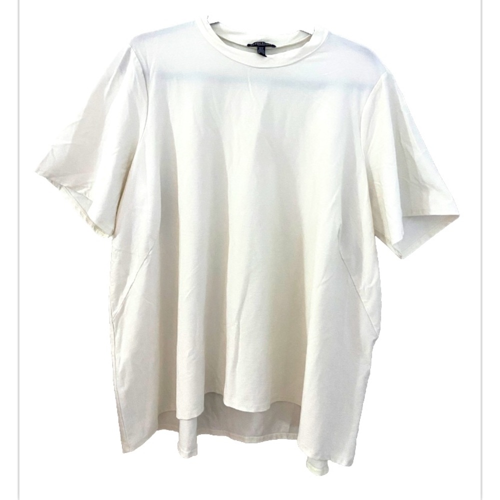 Eileen fisher stretch knit ivory t shirt top 2x